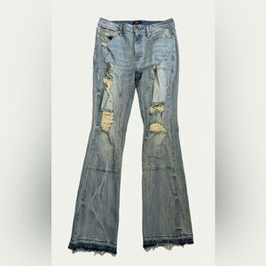 Fashion Nova Men | Distressed Patchwork Skinny Flare Jeans